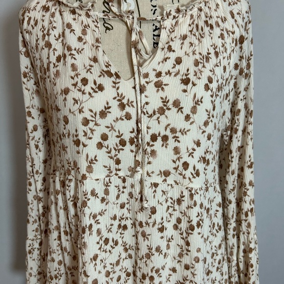 Altar’d State Floral Cream and Brown Dress - Picture 2 of 7
